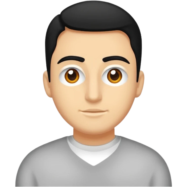 Saçı uzun ve arkadan bağlı, beyaz tenli, sakallı 24 yaşlarında olan bir erkek çiz emoji