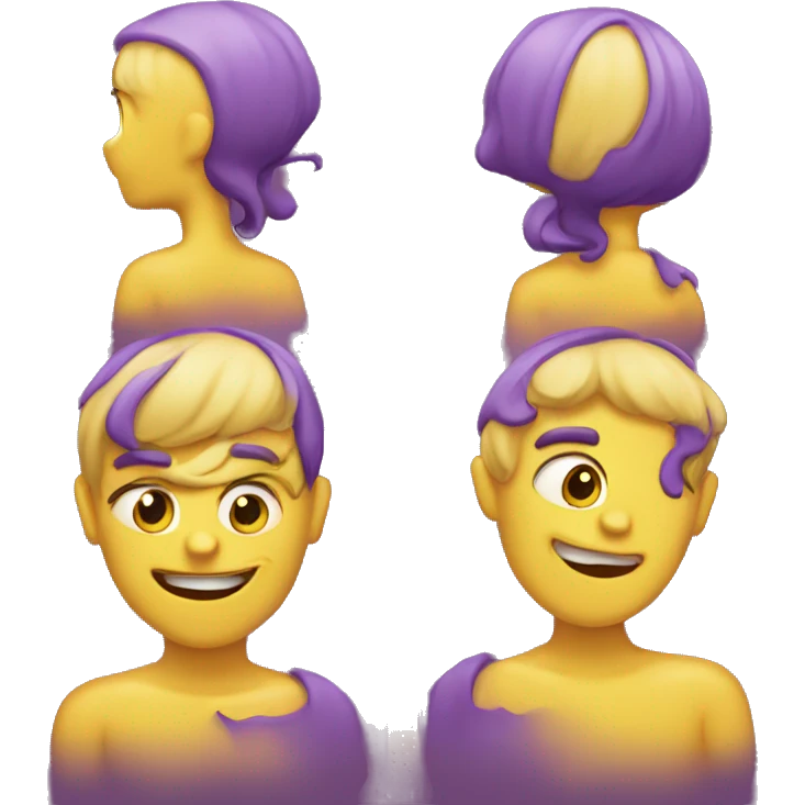  emoji split vertically, with the left half purple and the right half yellow emoji