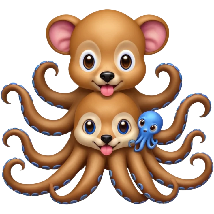 Dog with an octopus on his back with monkeys all of their tongues out with big eyes emoji
