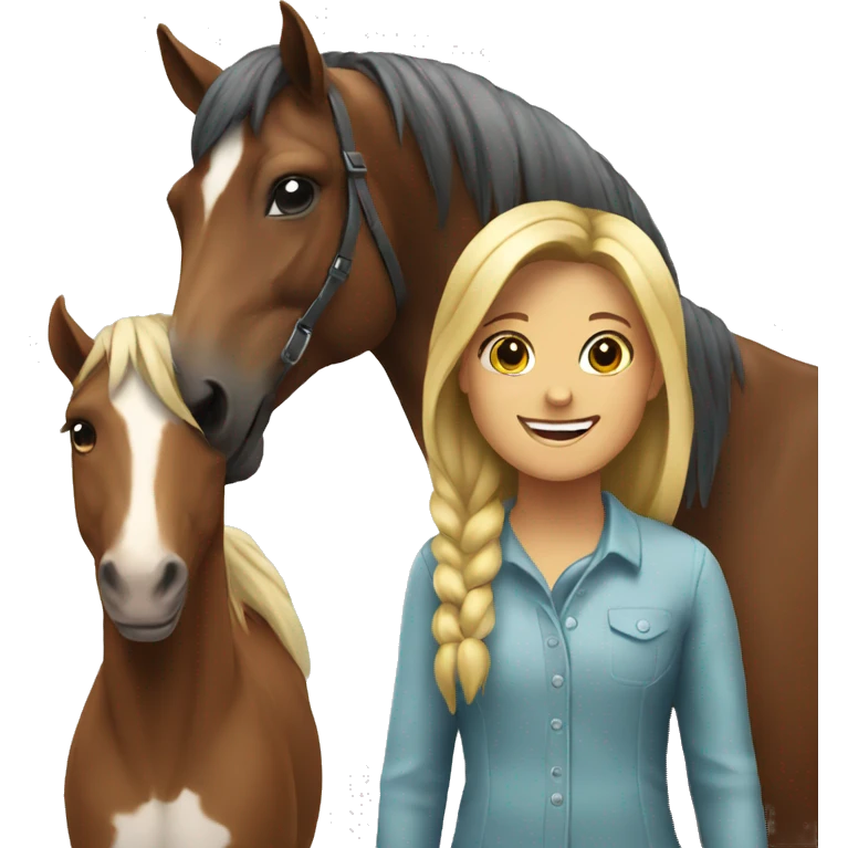 Horse and a girl happy  emoji