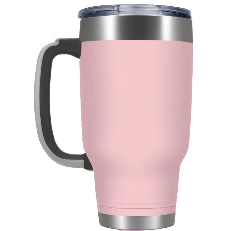 Light pink 40 oz tumbler with handle emoji