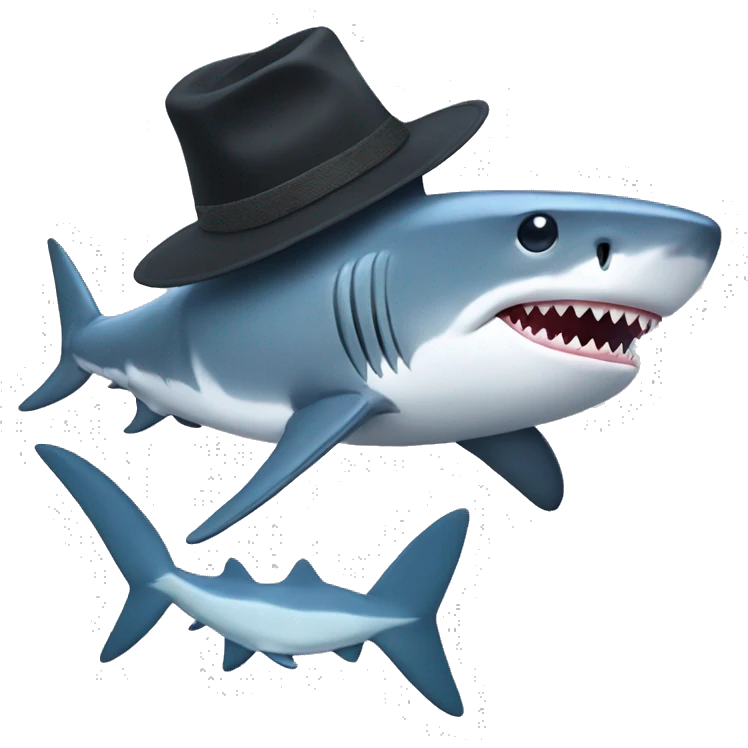 shark and hat emoji