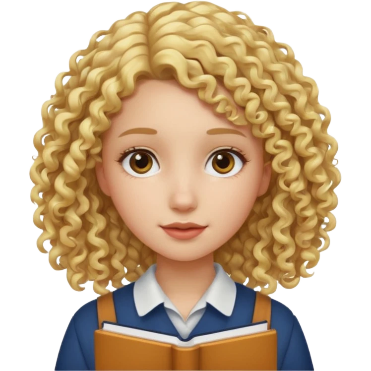 girl student , curly blone hair emoji