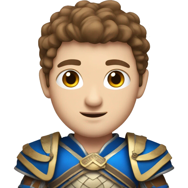 British white male with brown hair and blue eyes wearing a Mongolian warrior outfit emoji