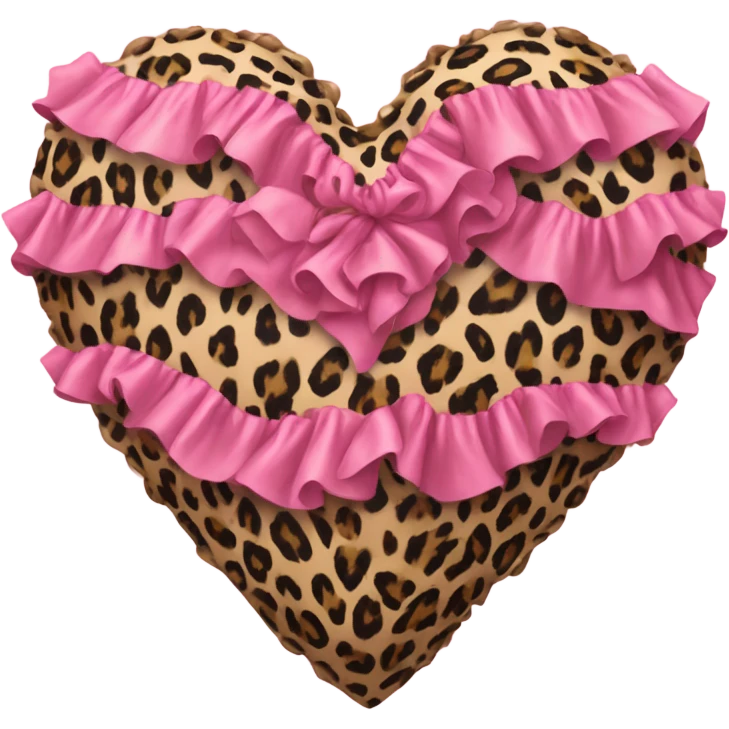 Leopard print heart with pink ruffles emoji