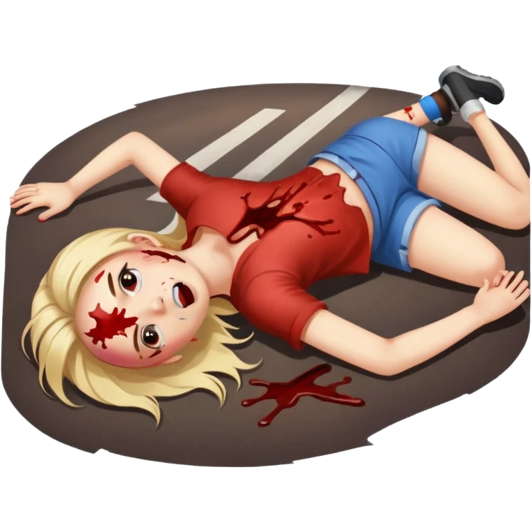 A girl hit by truck in road and been accident emoji