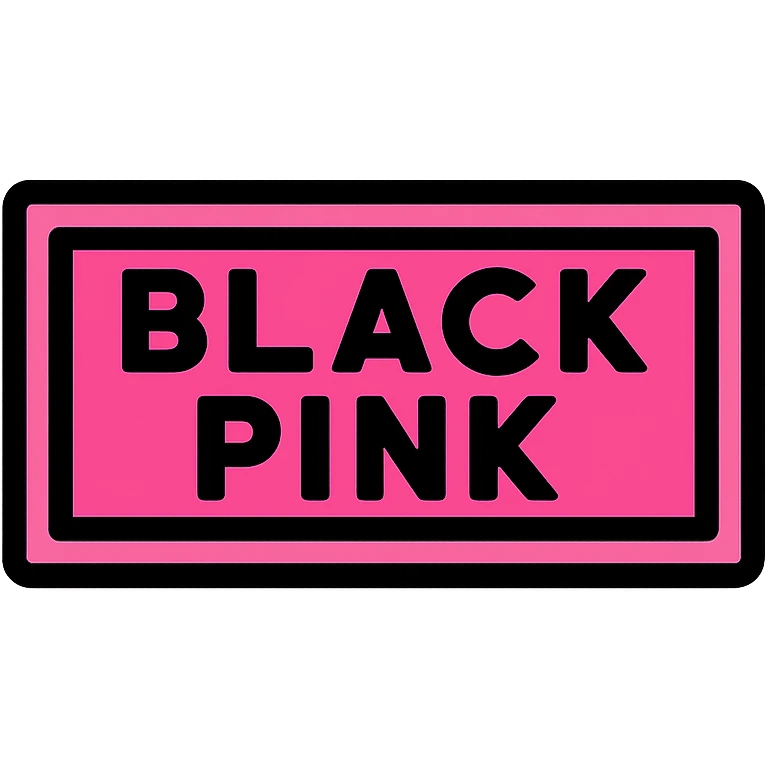 Blackpink inspired icon, bold, stylish, pink and black color scheme, modern pop aesthetic emoji
