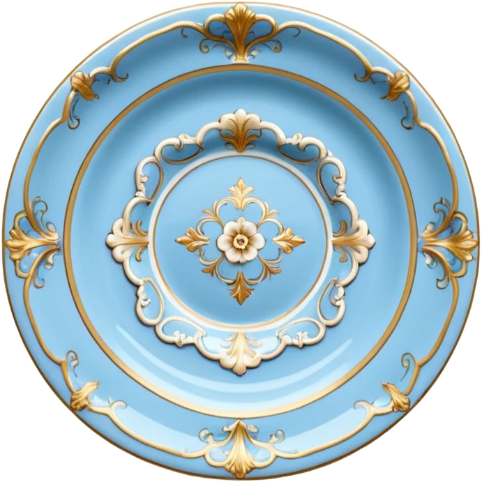 vintage rococo highly detailed pale blue plate emoji