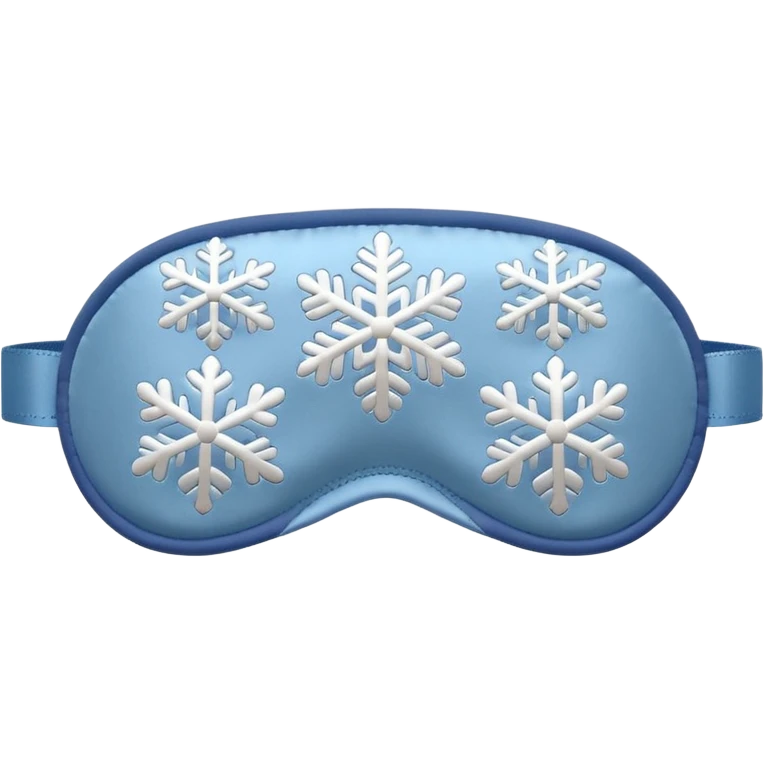 emoji of an isolated silky sleep mask with a small embroidered snowflake pattern, no eyes, no face, no character features, smooth satin texture with gentle shine, pastel grey-blue color, soft rounded shape, cozy winter pajama mood, soft shadows emoji