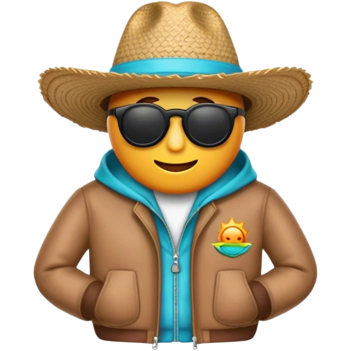 emoji con lentes de sol y sombrero y chaqueta  emoji