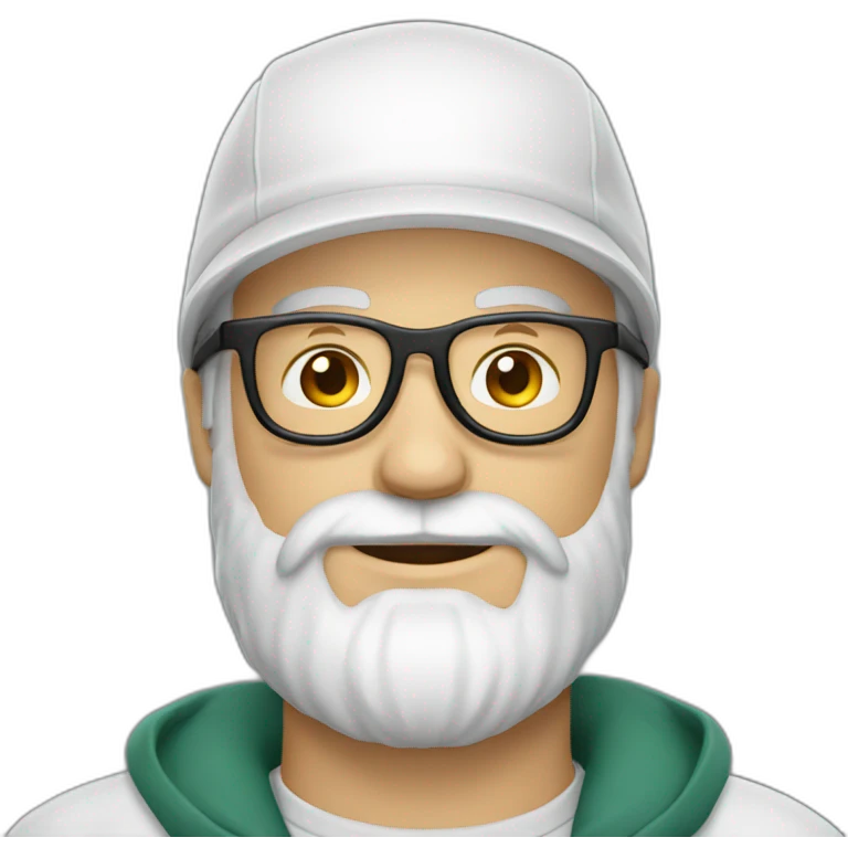 white man with beard, cap and glasses emoji