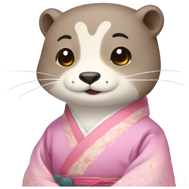 An otter face dressed in pastel-colored traditional Korean hanbok emoji