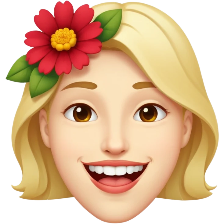 smirking with flower in mouth emoji