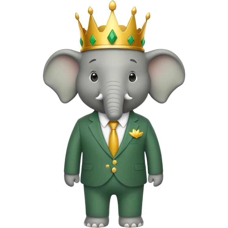 Babar the elephant cartoon character with crown and green suit emoji