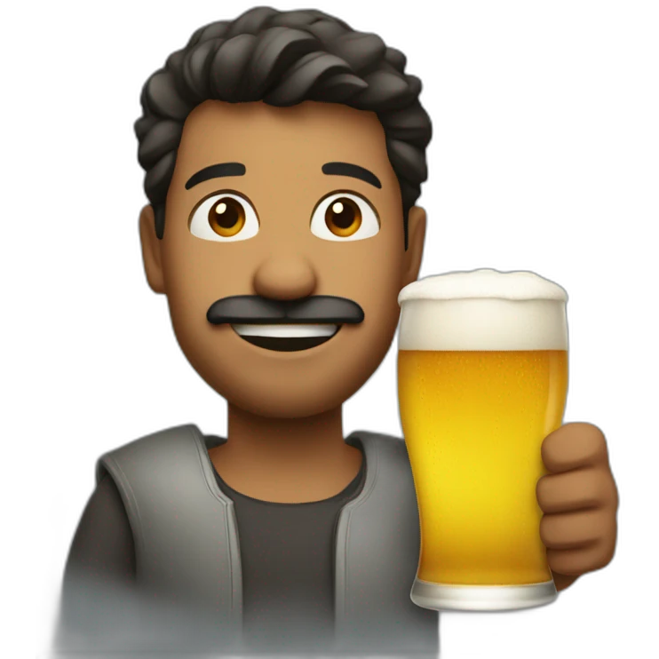Vijay with a beer emoji
