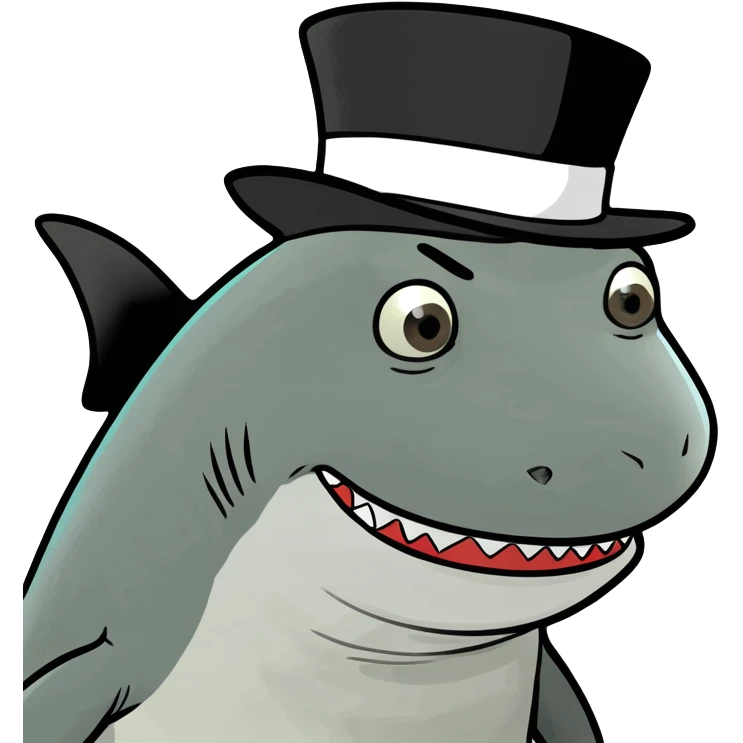 Shark with a top hat emoji