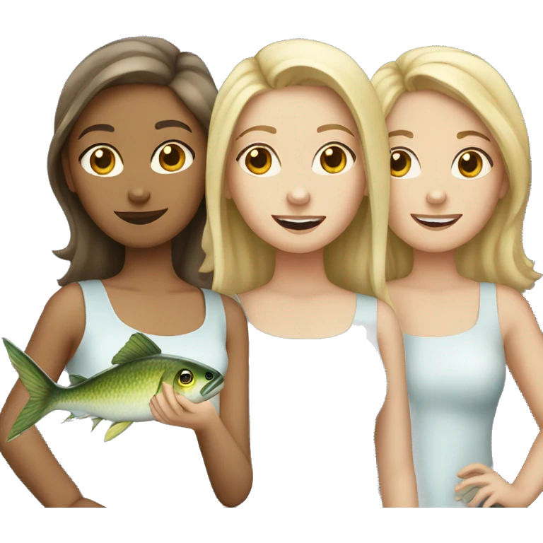 Three white girls with fish emoji