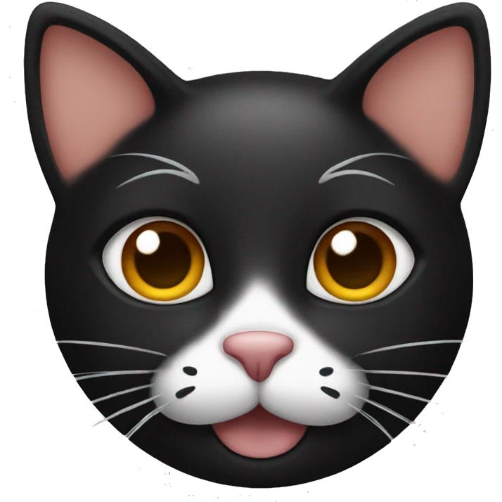 Black cat with brown eyes and hearts around emoji