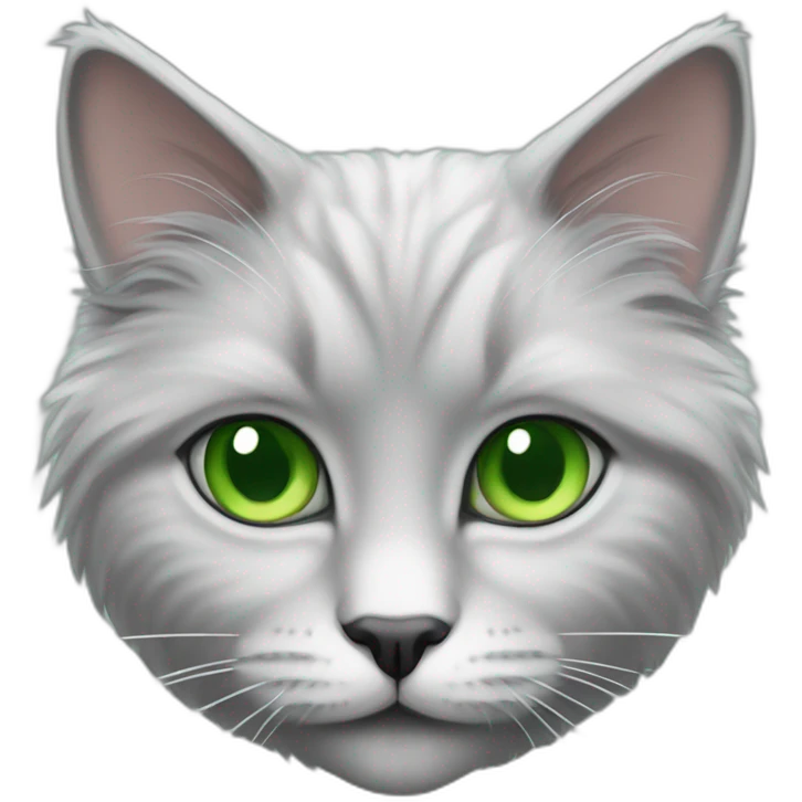 Angora grey cat with green eyes emoji