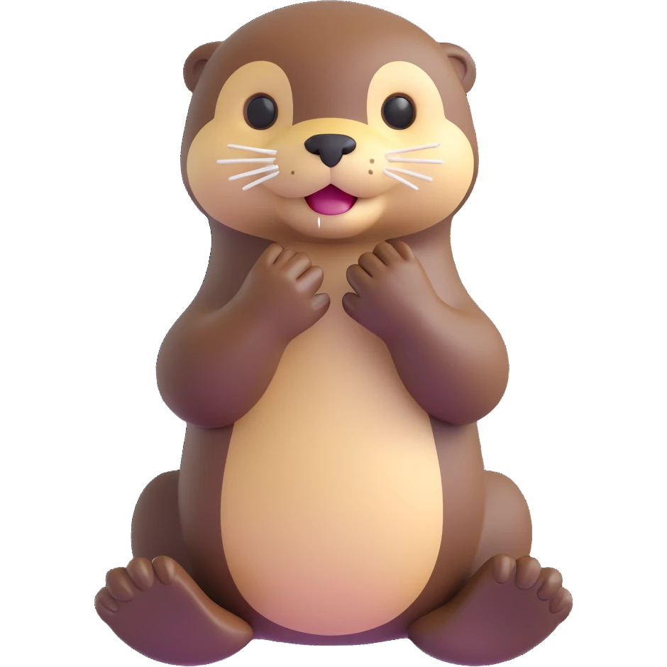 an otter with hands together, looking up, asking for a favour, microsoft style 3d fluent emoji emoji