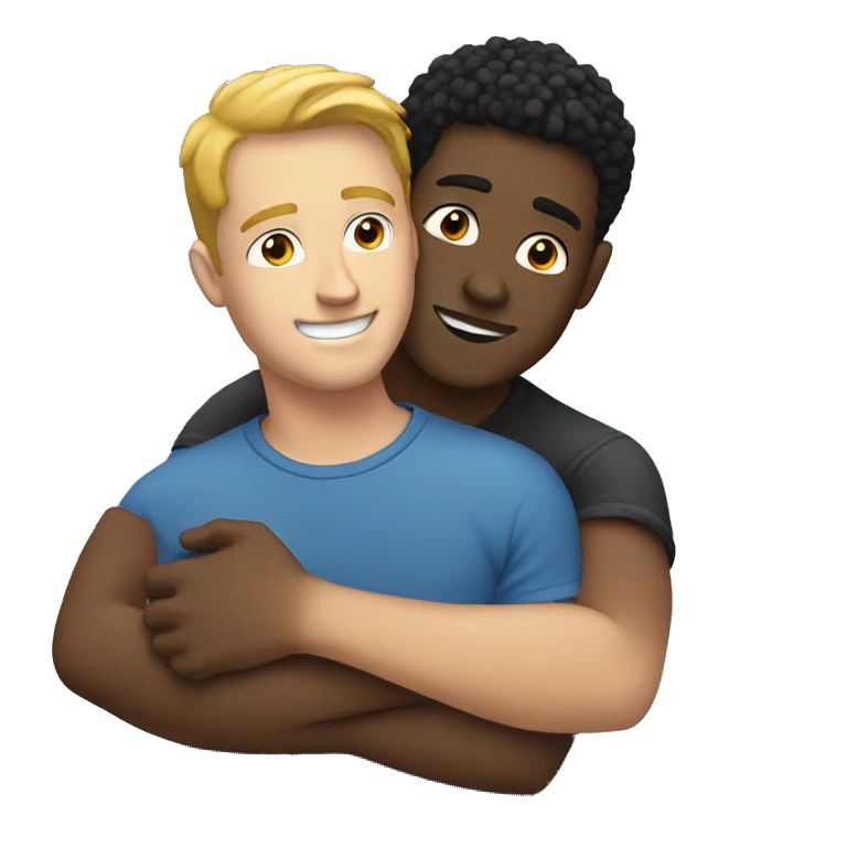 White guy and black guy hugging  emoji
