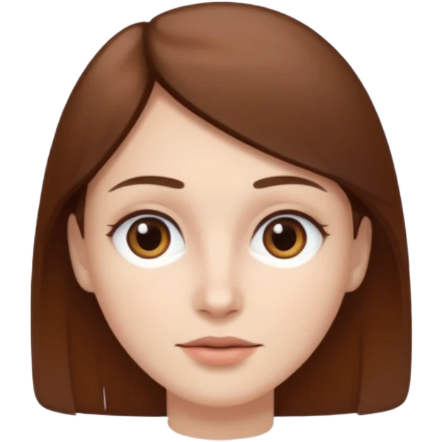 white skin, brown hair, eyes, eyebrows and a thin square face emoji