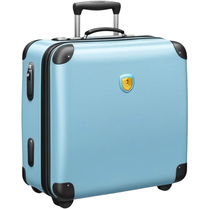Light blue carryon suitcase, cute emoji