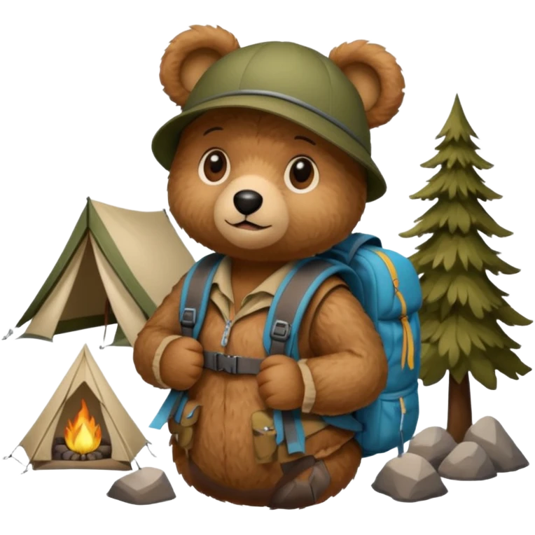 A female Teddy bear camping emoji