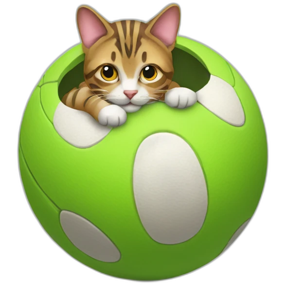 Tabby cat with ball emoji