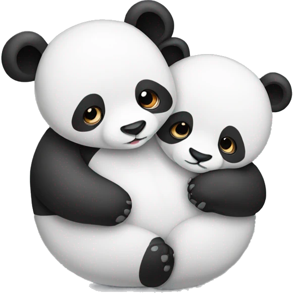 Two panda bears hugging each other emoji