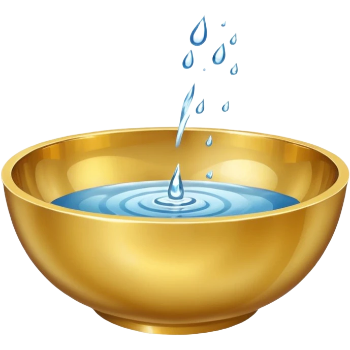 simple gold bowl, top up inside view, full of water emoji