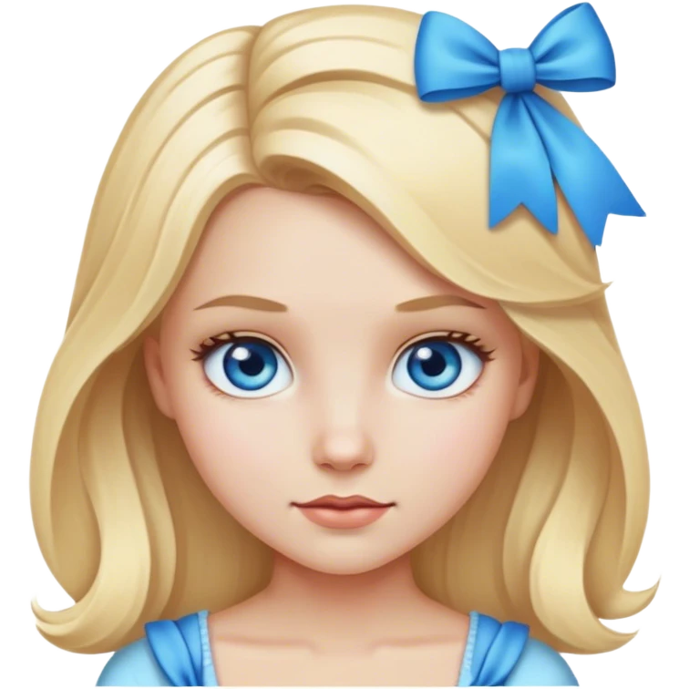 Blonde girl with bow and blue eyes emoji