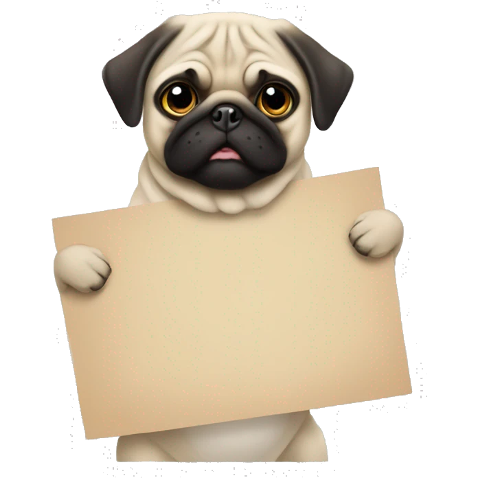 Pug holding a sign with a large “W” on it  emoji