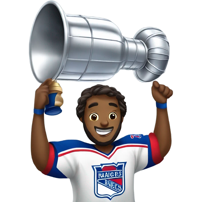 New York Rangers hockey player holding the Stanley Cup emoji