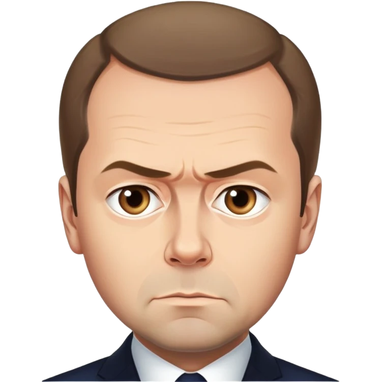 portrait of Dmitry Medvedev with a serious expression emoji