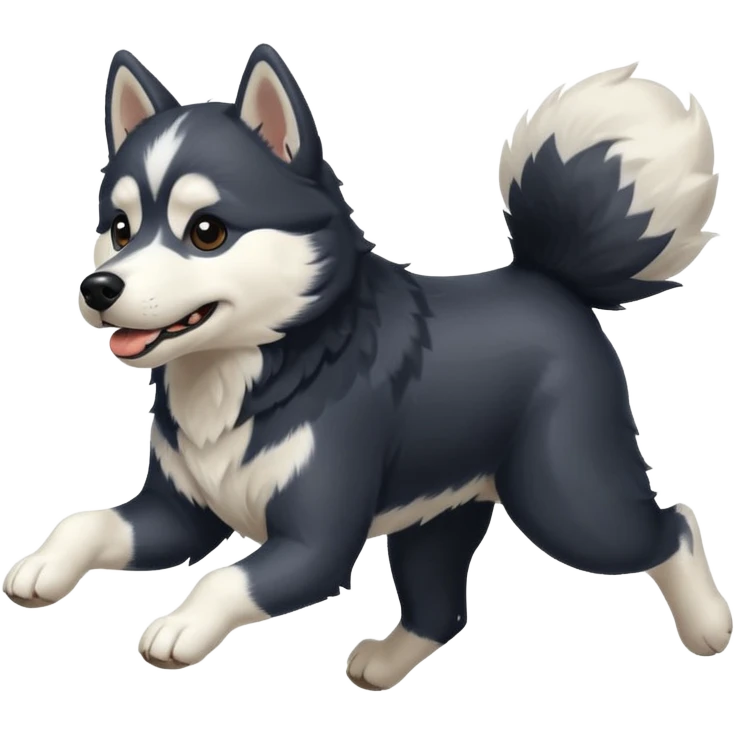 a black and white husky dog running towards the left emoji