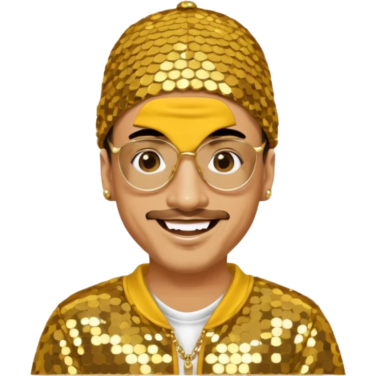 Ali G with gold sequin outfit emoji