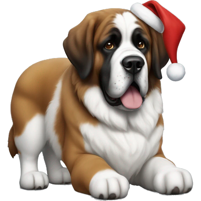 Saint Bernard with Santa Claus emoji