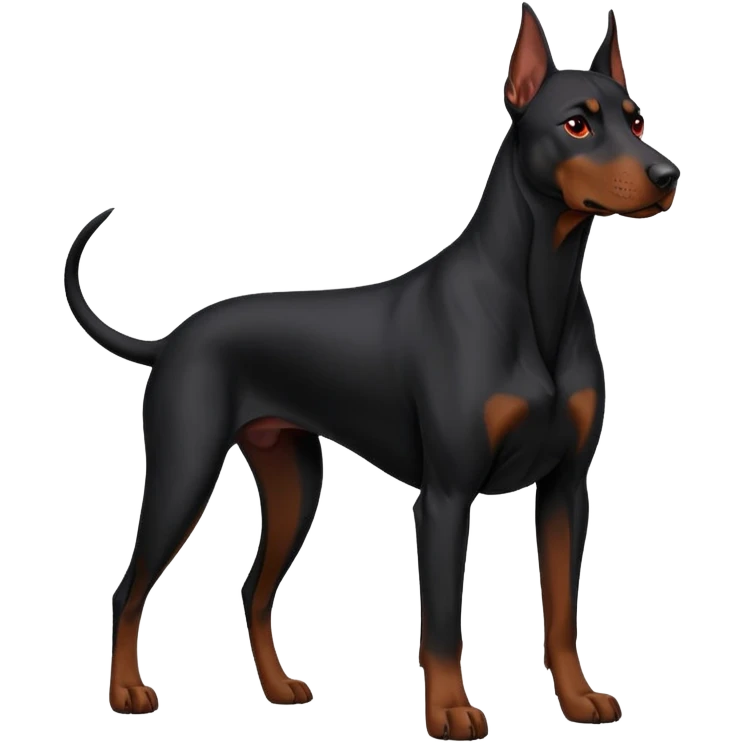 big red eyed black doberman emoji