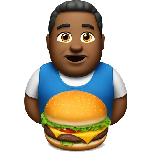 Fat man with burger emoji