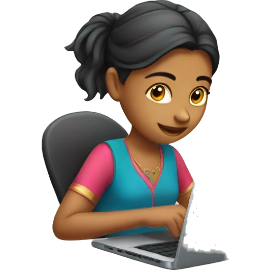 indian girl working on a laptop emoji