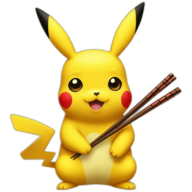 Pikachu with chopsticks  emoji
