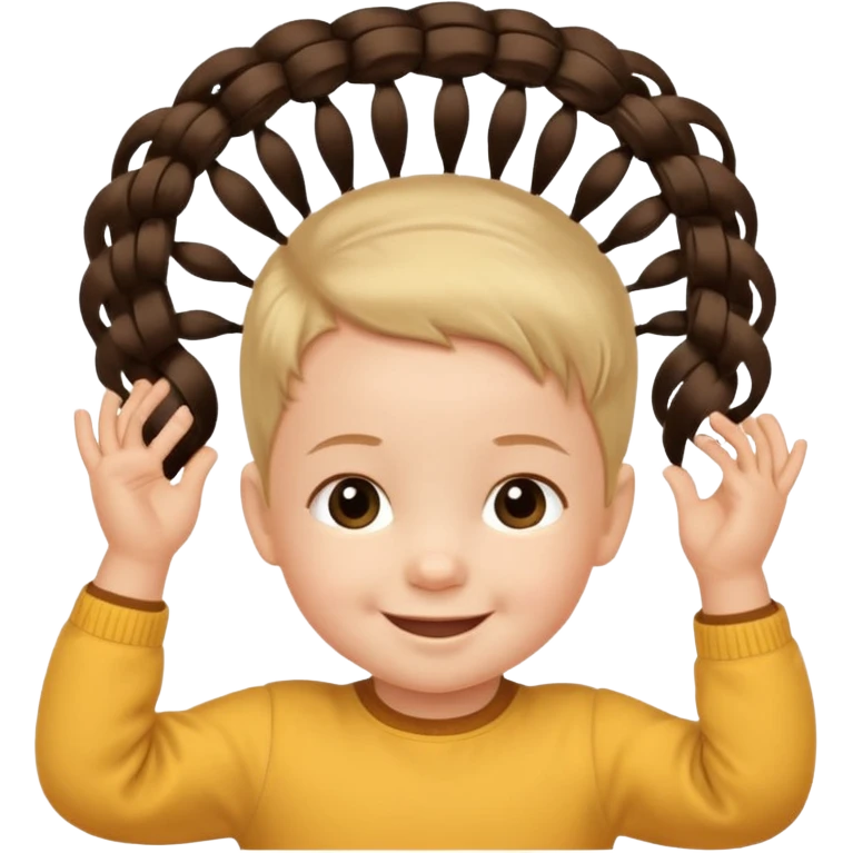 1 year old with a mini elastic holding a small group of hair on top of head. emoji