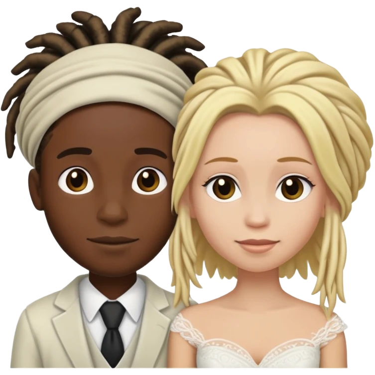 black boy with dreads marrying white woman with blonde hair emoji