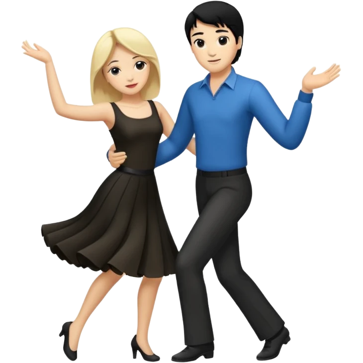 couple dancing full body man black hair woman blonde emoji