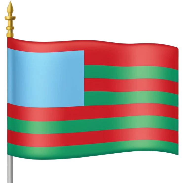 Dagistan flag red down mid light blue and green above emoji