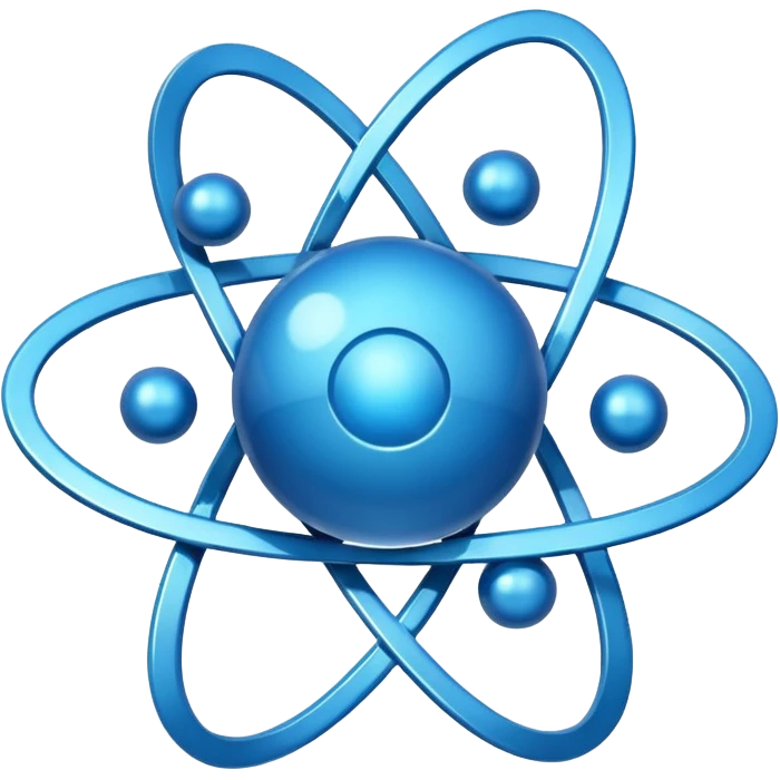 Stylized blue science atom symbol icon  emoji