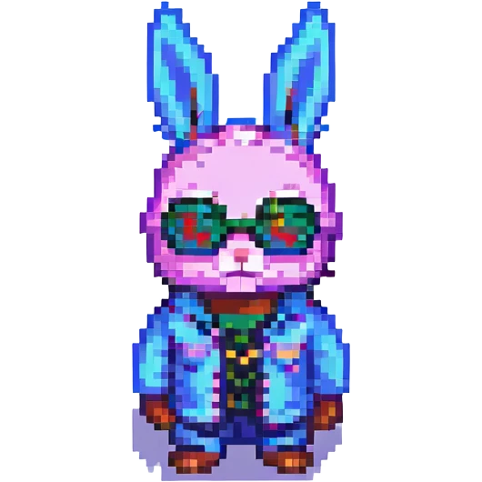 bad bunny as a pixel art character emoji