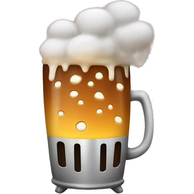 Beer pint in between burger buns steaming off the grill  emoji