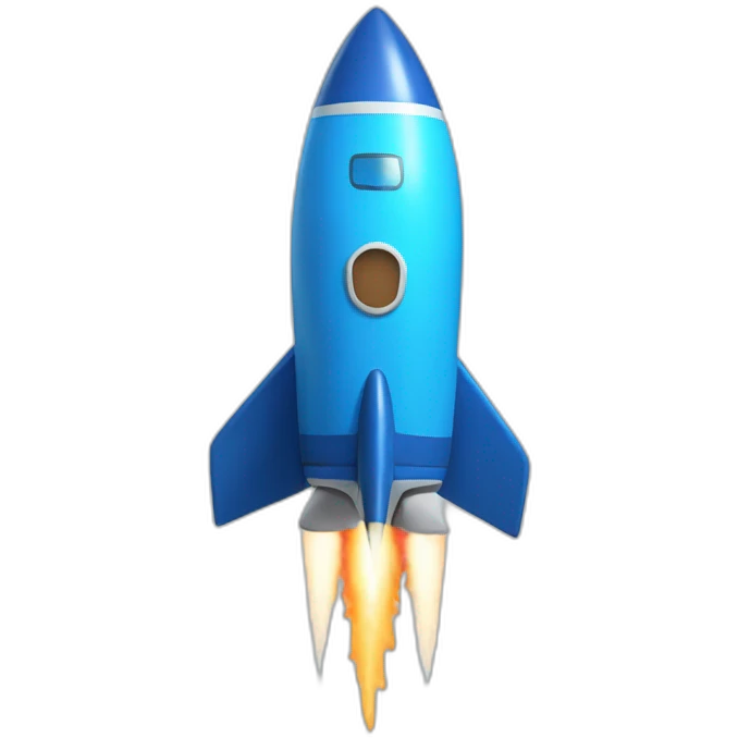 the blue rocket is flying to the right emoji